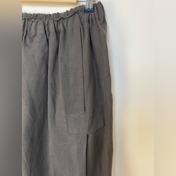 VTG Su-Zen Pull On Lagenlook Linen MIDI Skirt with Silk Plaid details Size Small - Picture 10 of 12